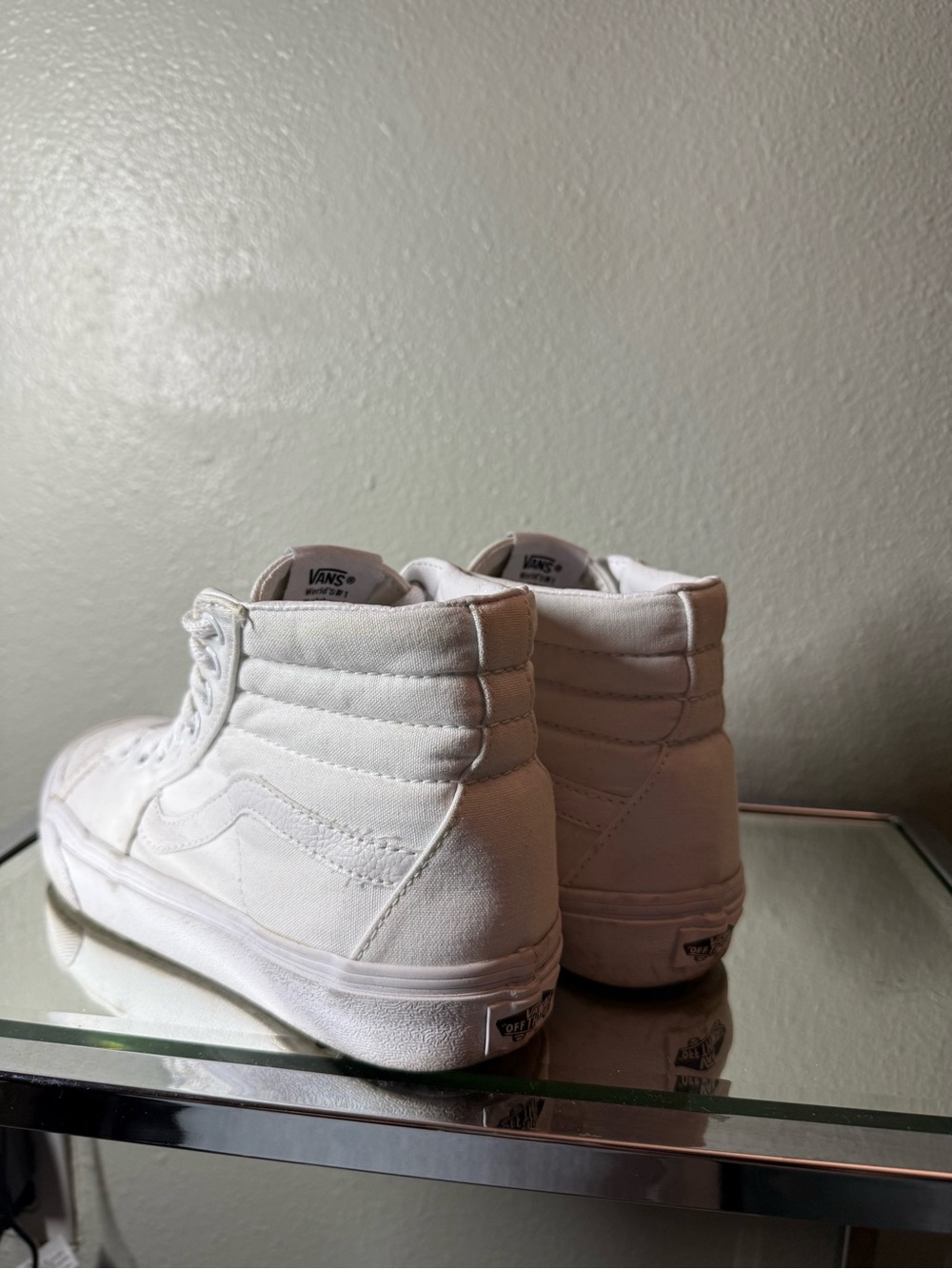 Vans Sk8-Hi True White Canvas High Top Sneakers Women’s 7 Men’s 5.5 - Picture 2 of 9